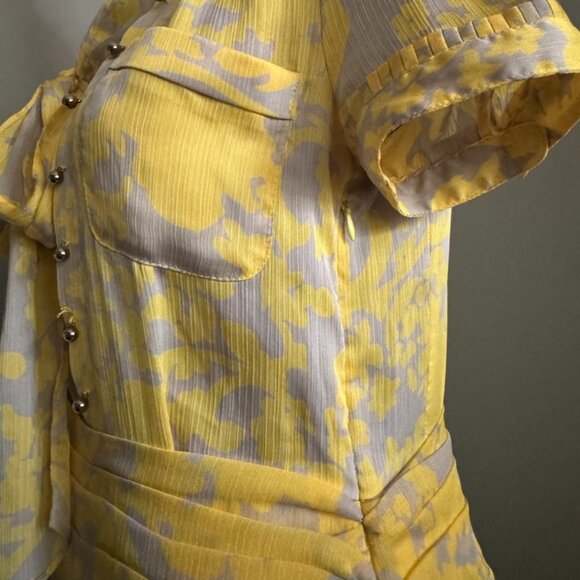 Unique Beautiful Alegense Collection Silky Tie-Neck Floral Dress Size Large - Picture 9 of 11